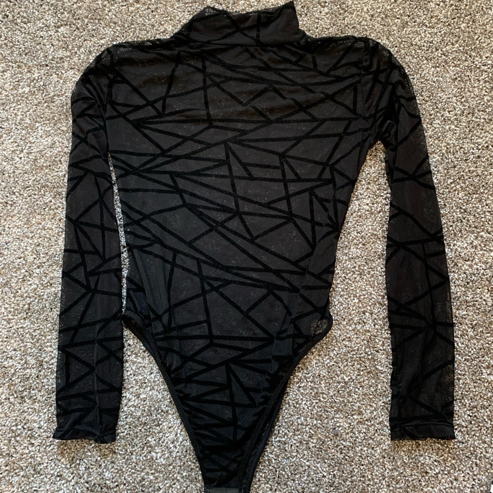 Sheer mock neck bodysuit